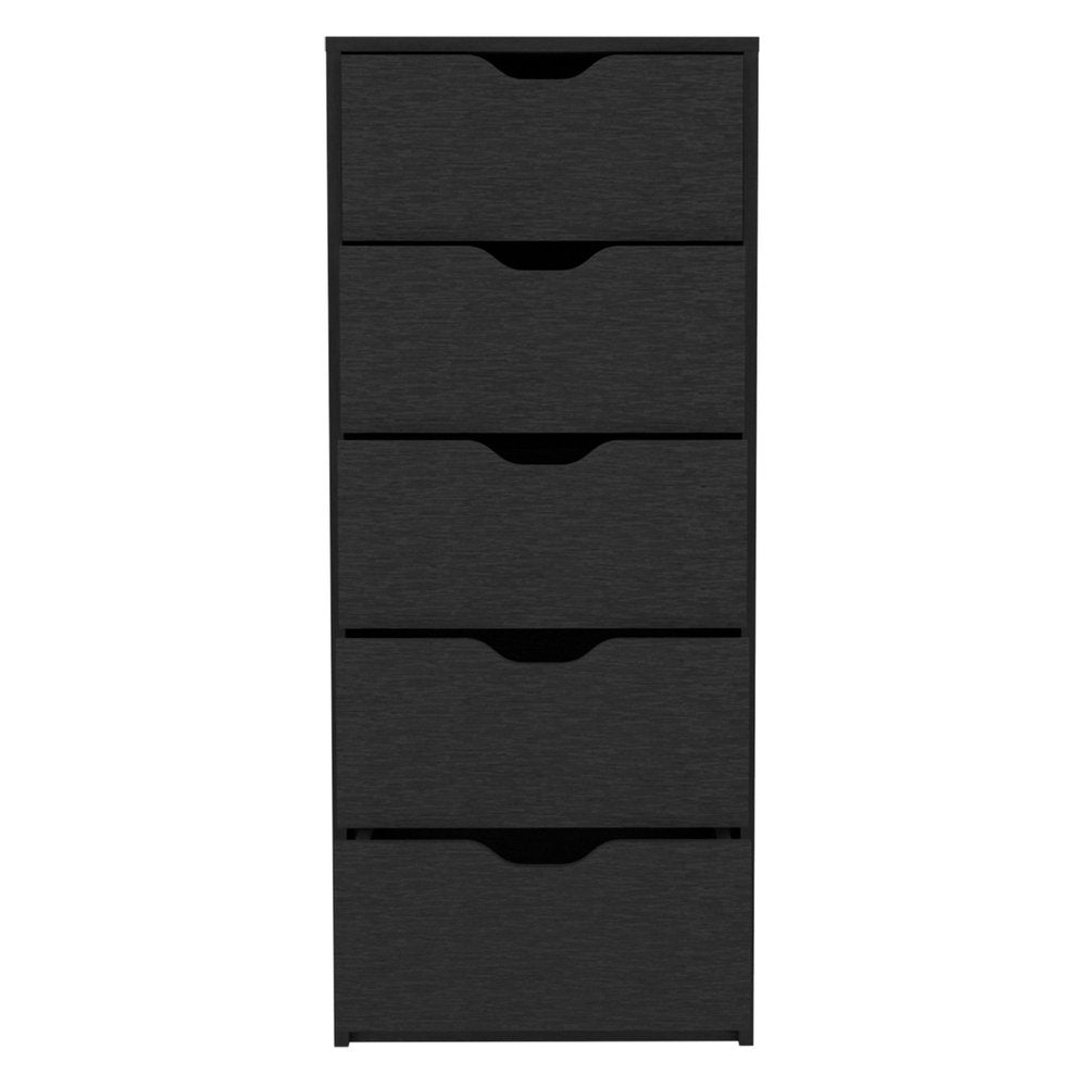 18" Black Five Drawer Standard Chest