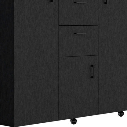 55" Black Two Drawer Combo Dresser