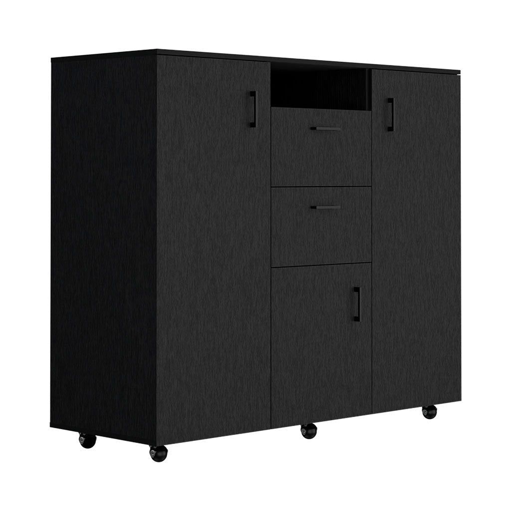 55" Black Two Drawer Combo Dresser