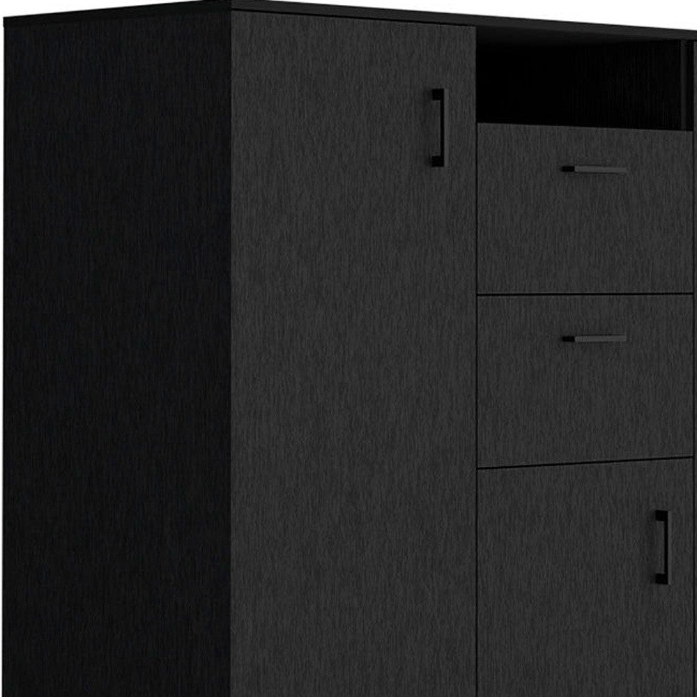 55" Black Two Drawer Combo Dresser