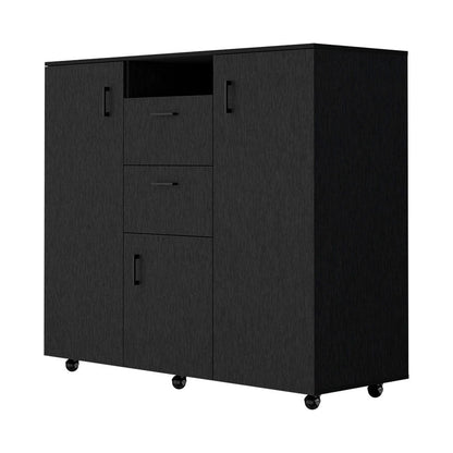 55" Black Two Drawer Combo Dresser