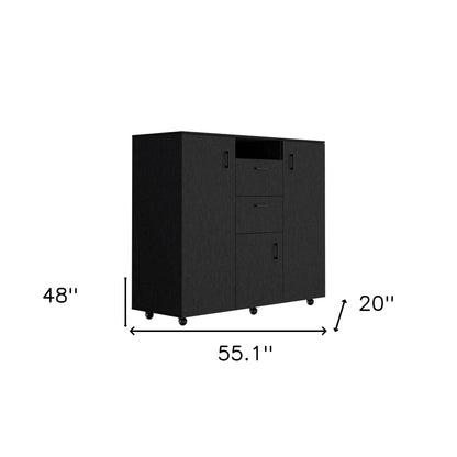 55" Black Two Drawer Combo Dresser