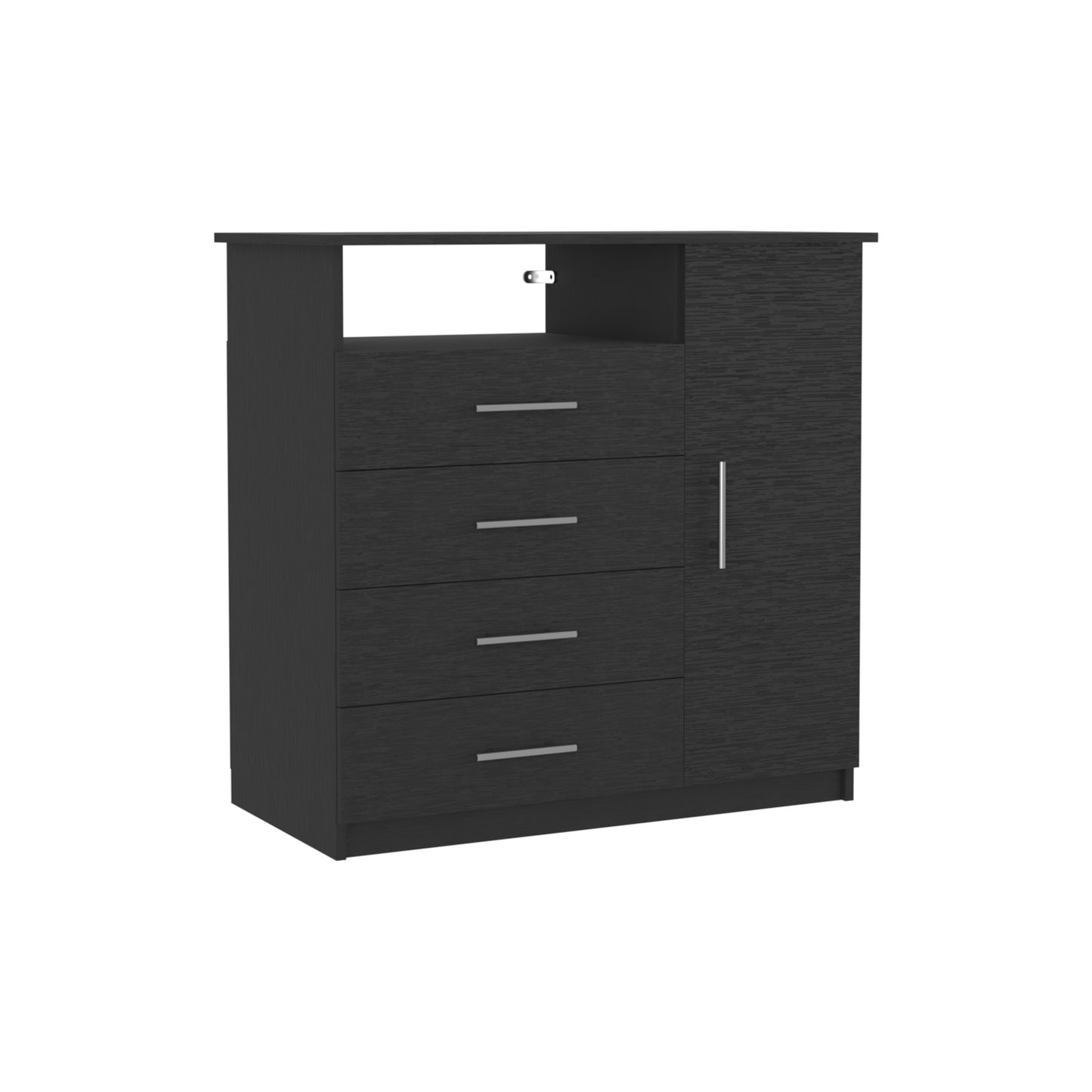 36" Black Four Drawer Combo Dresser