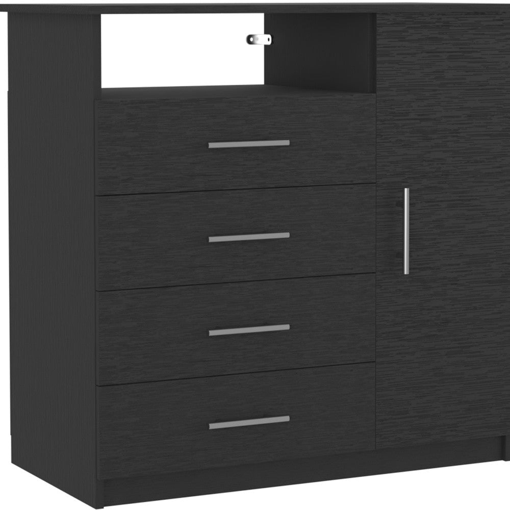 36" Black Four Drawer Combo Dresser