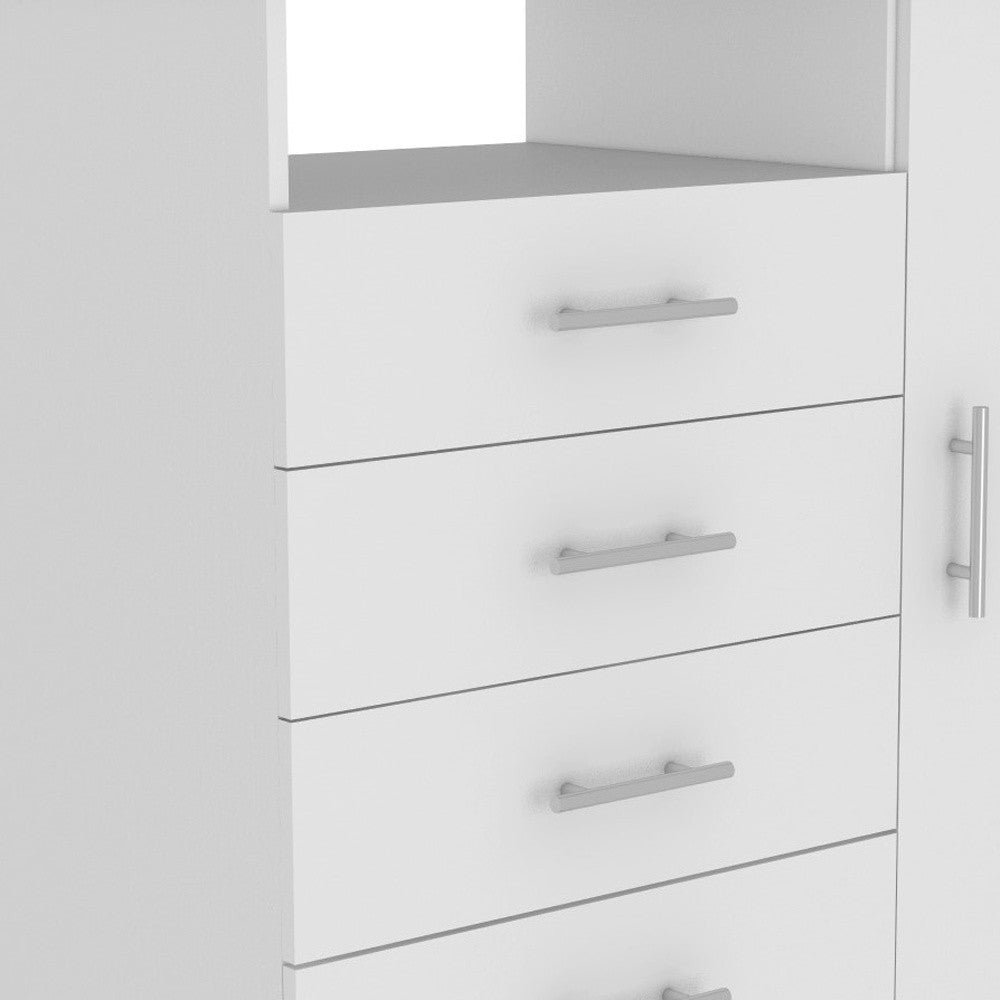 36" White Four Drawer Combo Dresser With Open Shelf