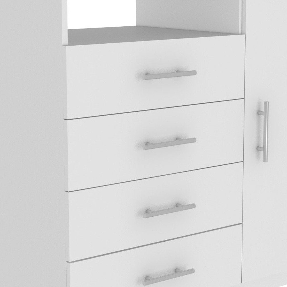 35" White Wood Four Drawer Combo Dresser