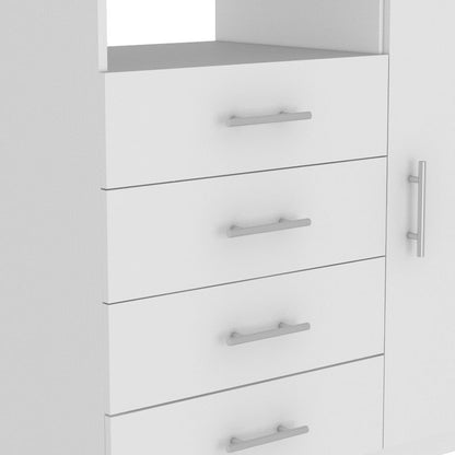 35" White Wood Four Drawer Combo Dresser