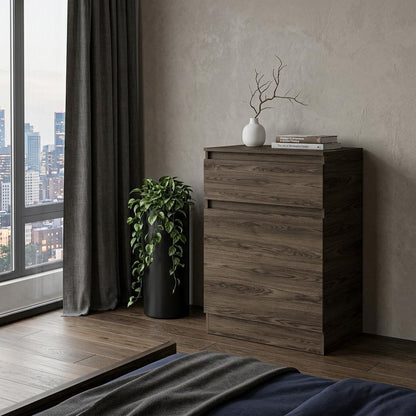 23" Brown Wood Two Drawer Dresser