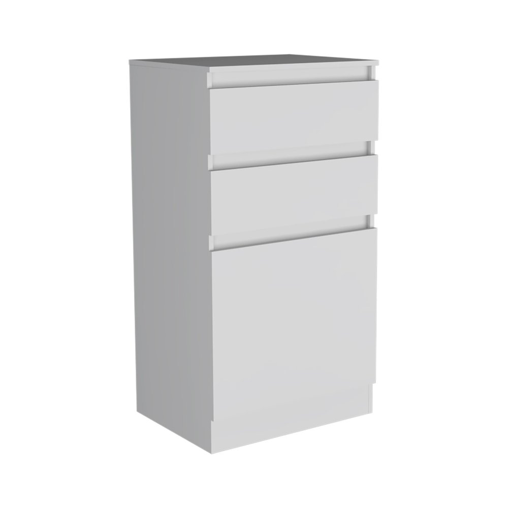 23" White Wood Two Drawers Mirrored Jewelry Stand