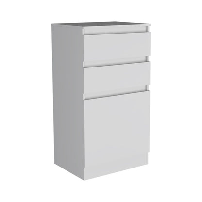 23" White Wood Two Drawers Mirrored Jewelry Stand