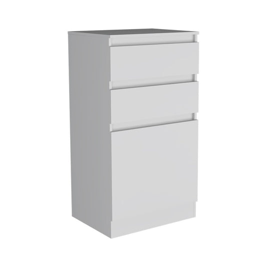 23" White Wood Two Drawers Mirrored Jewelry Stand