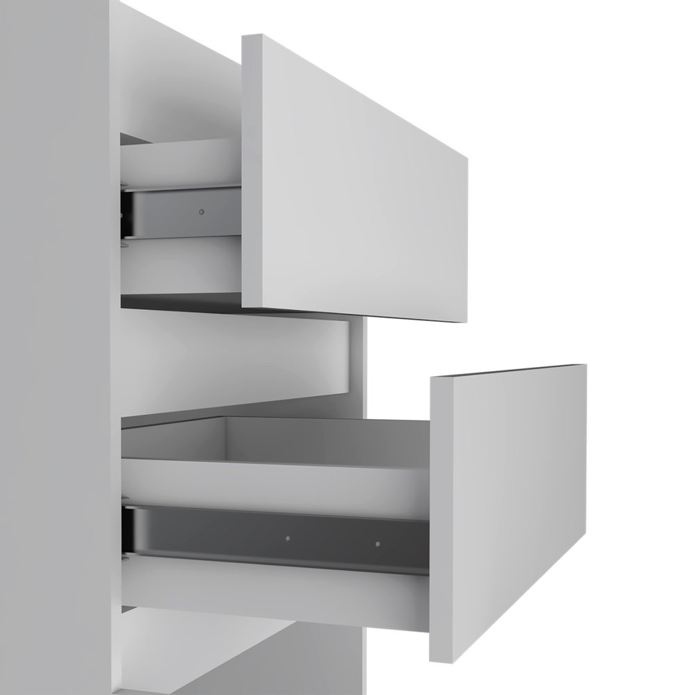 23" White Wood Two Drawers Mirrored Jewelry Stand