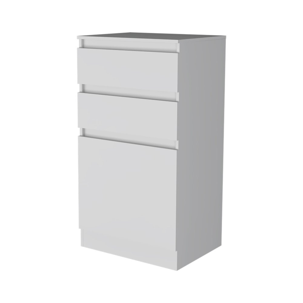 23" White Wood Two Drawers Mirrored Jewelry Stand