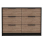 42" Brown And Black Wood Six Drawer Double Dresser