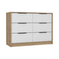 42" White And Natural Wood Six Drawer Double Dresser