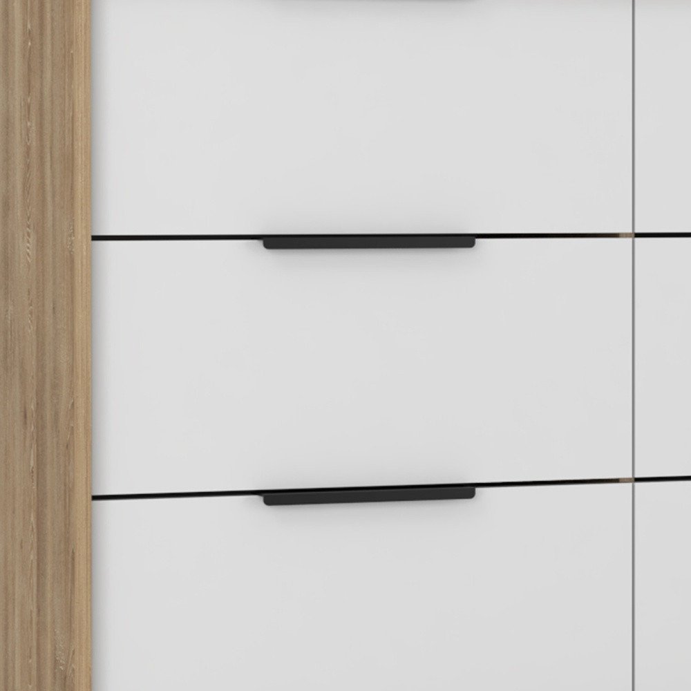 42" White And Natural Wood Six Drawer Double Dresser