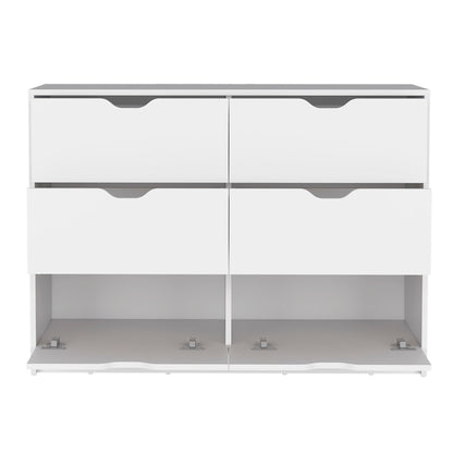 42" White Six Drawer Double Dresser