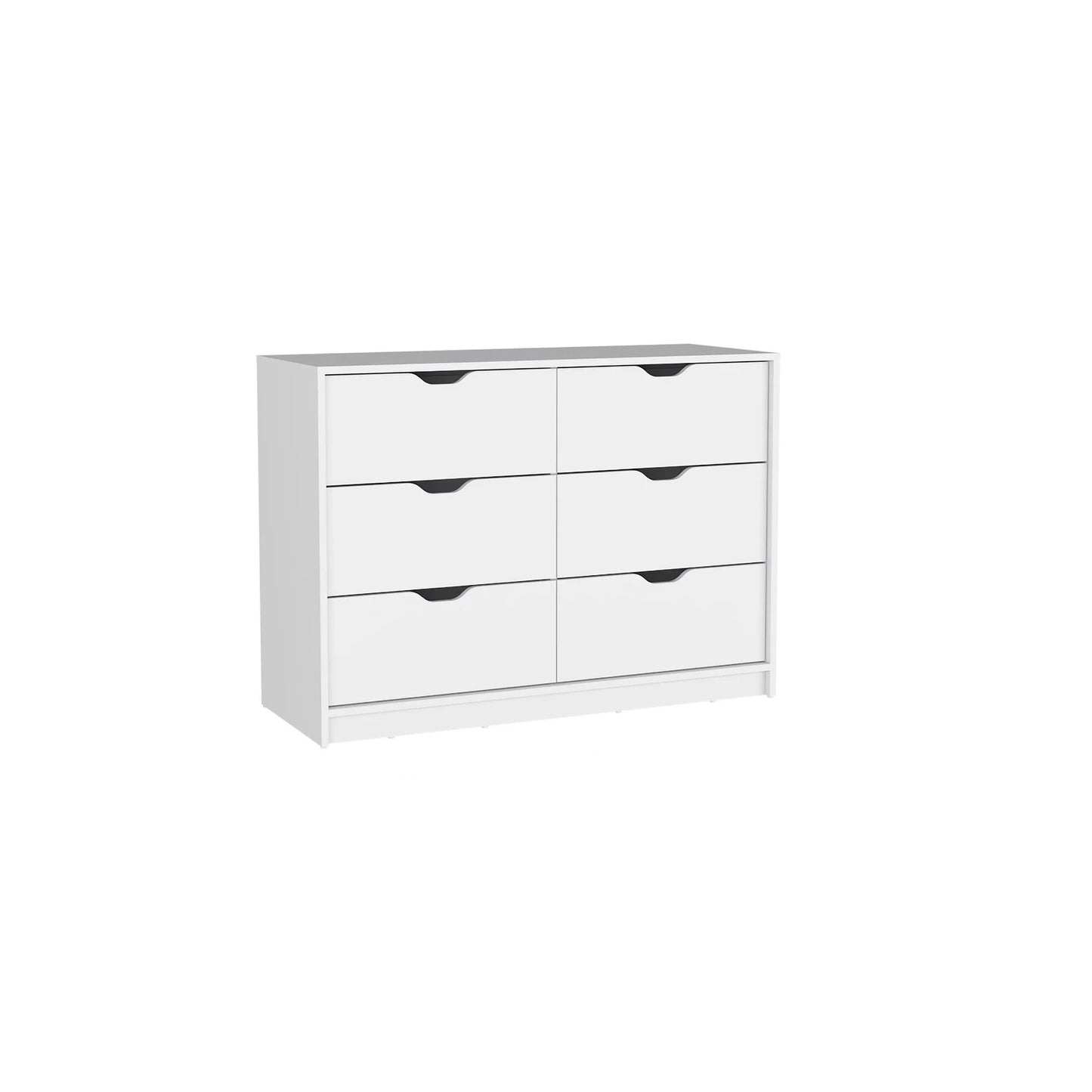 42" White Six Drawer Double Dresser