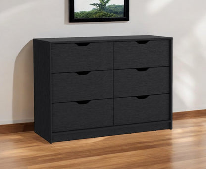 42" Black Four Drawer Double Dresser