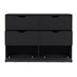 42" Black Wood Six Drawer Double Dresser