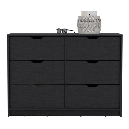 42" Black Four Drawer Double Dresser