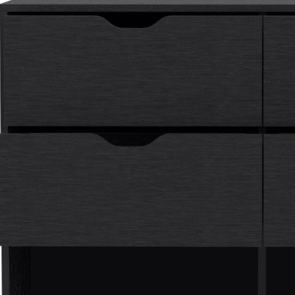 42" Black Four Drawer Double Dresser