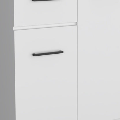37" White Wood Two Door Single Drawer Combo Dresser
