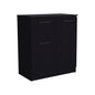 37" Black Wood Two Door Single Drawer Combo Dresser
