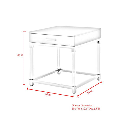 24" Gold and Black End Table with Drawer