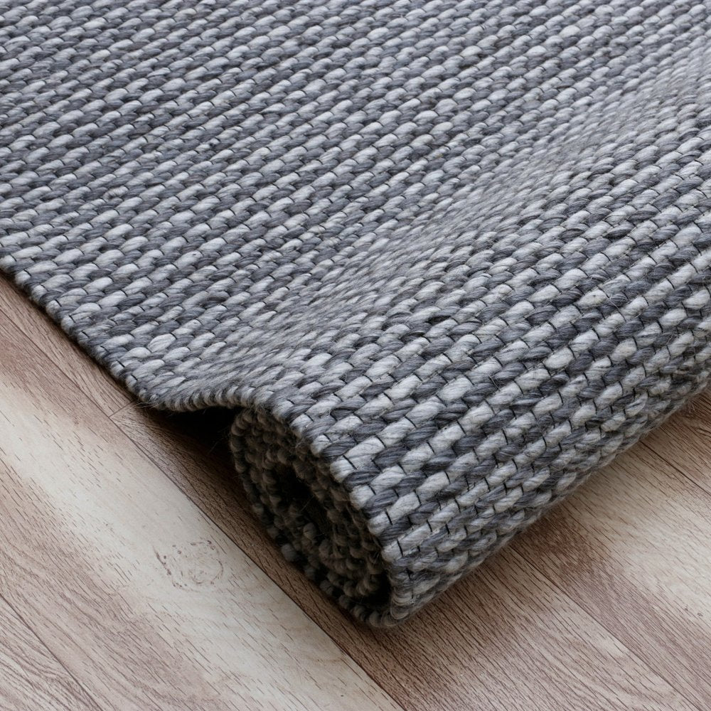 5' X 8' Gray Wool Striped Hand Woven Area Rug