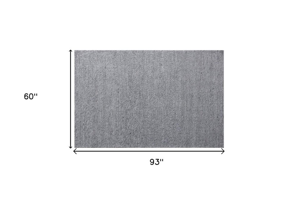 5' X 8' Gray Wool Striped Hand Woven Area Rug