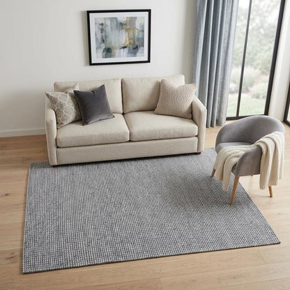 5' X 8' Gray Wool Striped Hand Woven Area Rug