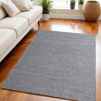 9' X 12' Gray Wool Striped Hand Woven Area Rug