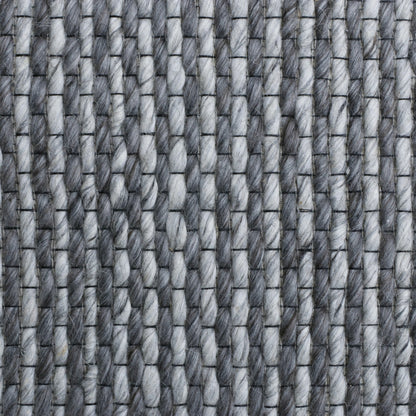 9' X 12' Gray Wool Striped Hand Woven Area Rug