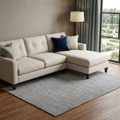 5' X 8' Gray Wool Striped Hand Woven Area Rug
