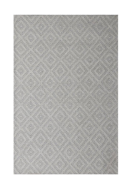 5' X 8' Gray and Ivory Geometric Hand Woven Non Skid Area Rug