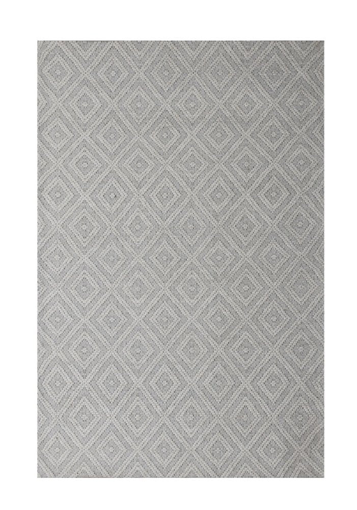 5' X 8' Gray and Ivory Geometric Hand Woven Non Skid Area Rug
