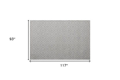 5' X 8' Gray and Ivory Geometric Hand Woven Non Skid Area Rug