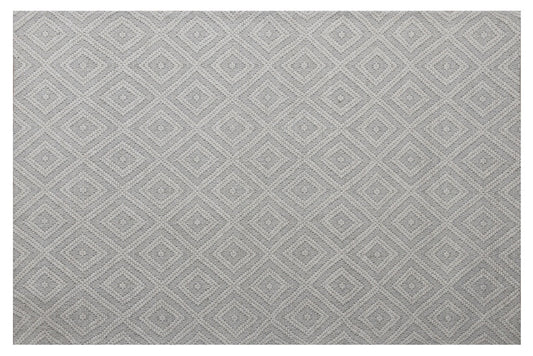 5' X 8' Gray and Ivory Geometric Hand Woven Non Skid Area Rug