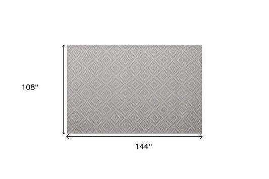 5' X 8' Gray and Ivory Geometric Hand Woven Non Skid Area Rug