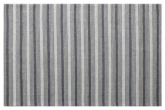 9' X 12' Gray Wool Striped Hand Woven Area Rug