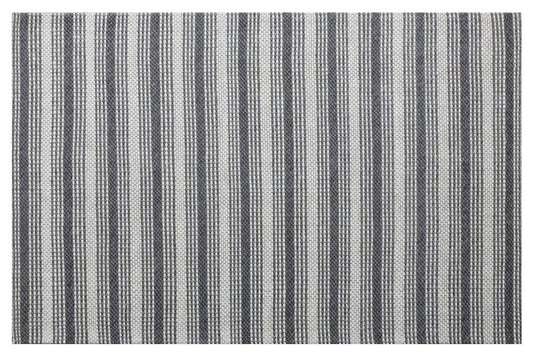 9' X 12' Gray Wool Striped Hand Woven Area Rug