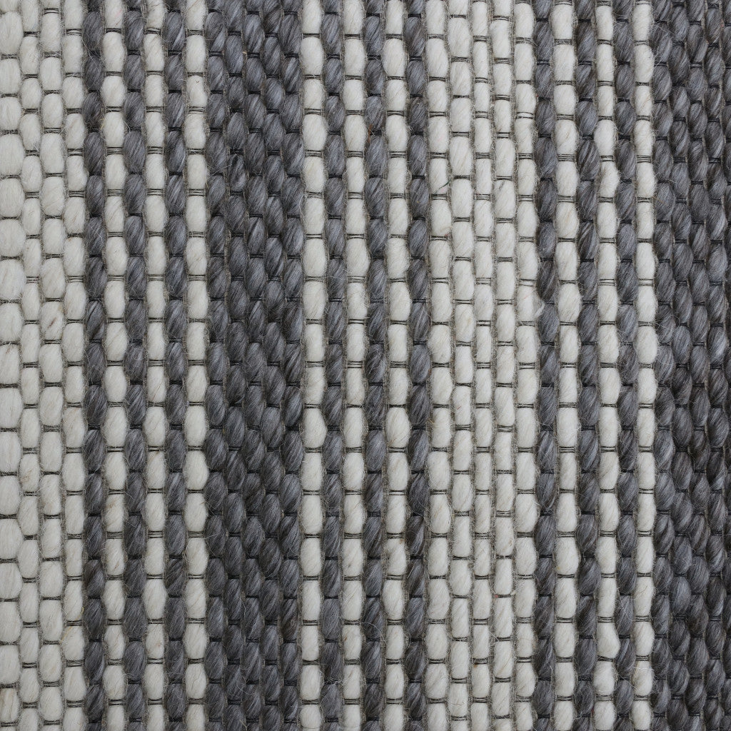 9' X 12' Gray Wool Striped Hand Woven Area Rug