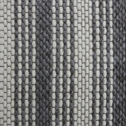 5' X 8' Gray and Ivory Striped Hand Woven Non Skid Area Rug