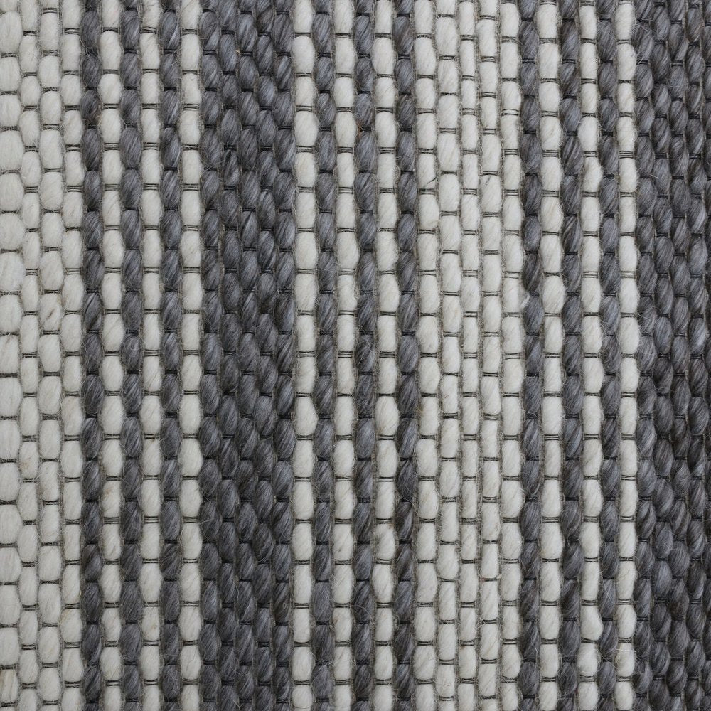 5' X 8' Gray and Ivory Striped Hand Woven Non Skid Area Rug