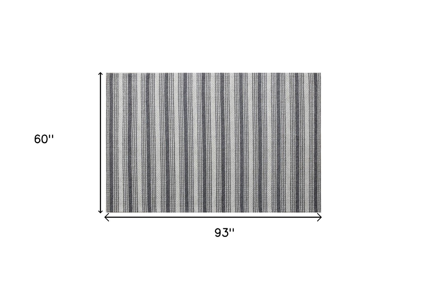 9' X 12' Gray Wool Striped Hand Woven Area Rug