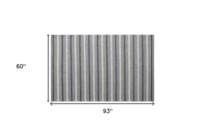 9' X 12' Gray Wool Striped Hand Woven Area Rug