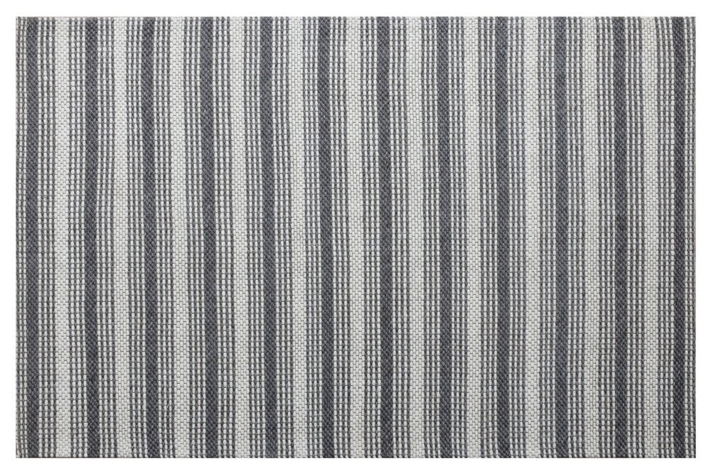 5' X 8' Gray and Ivory Striped Hand Woven Non Skid Area Rug