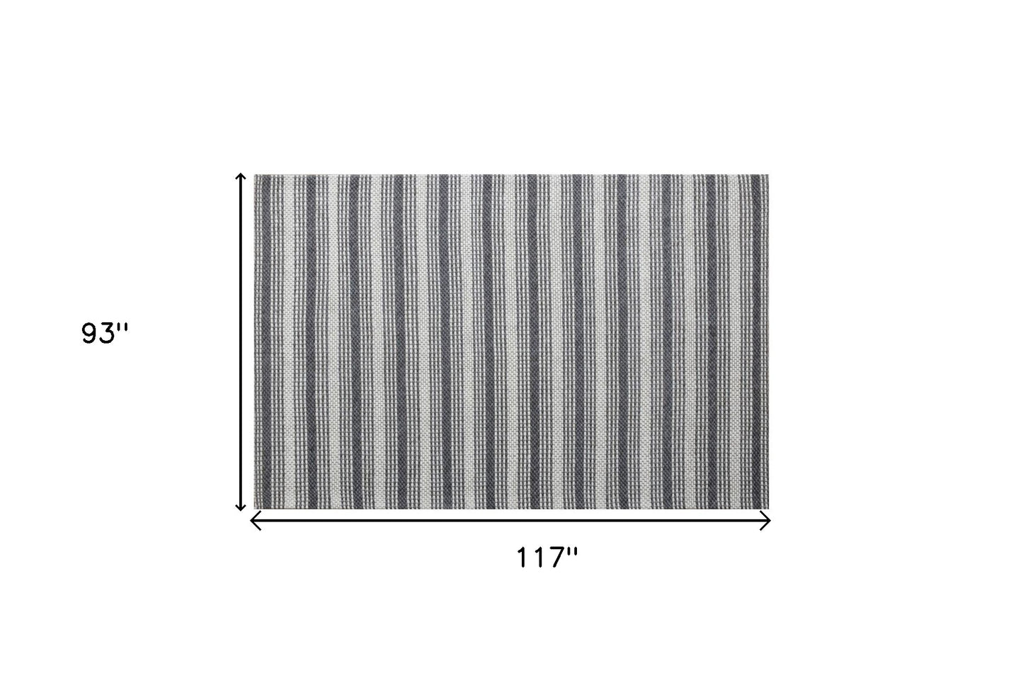 9' X 12' Gray Wool Striped Hand Woven Area Rug