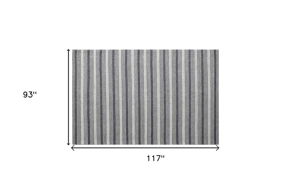 5' X 8' Gray and Ivory Striped Hand Woven Non Skid Area Rug